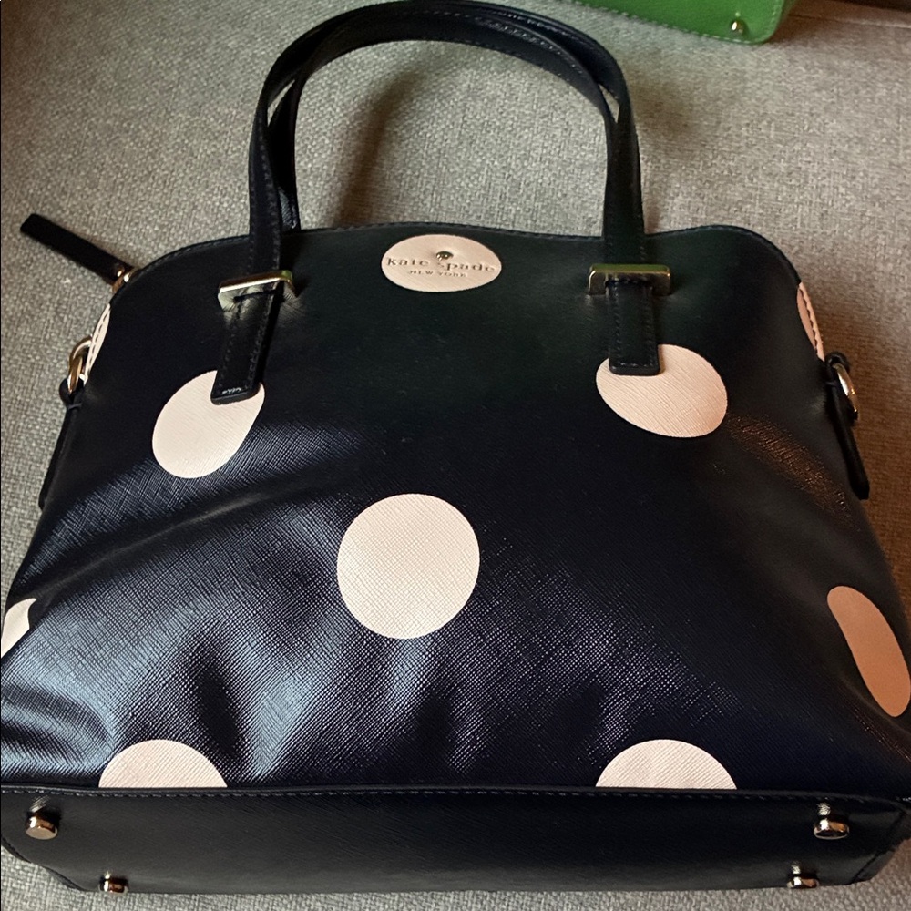 Kate Spade Navy and Cream Polka Dot Satchel